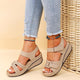 Women's buckle strap open-toe wedge sandals