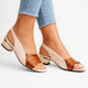 Women's open-toe slingback sandals with crocodile-effect front trim