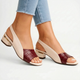 Women's open-toe slingback sandals with crocodile-effect front trim