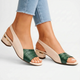 Women's open-toe slingback sandals with crocodile-effect front trim