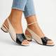 Women's open-toe slingback sandals with crocodile-effect front trim