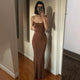 Orla bodycon maxi dress with scoop neck in brown