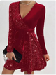 Esperanza sequin wrap mini dress with long sleeves