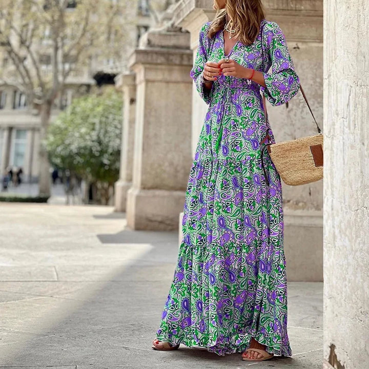 Mafalda floral print maxi dress with long sleeves