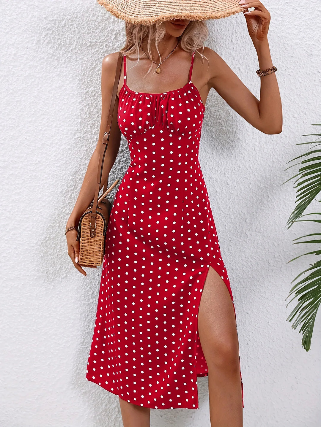 Ornella printed slip midi dress with side slit