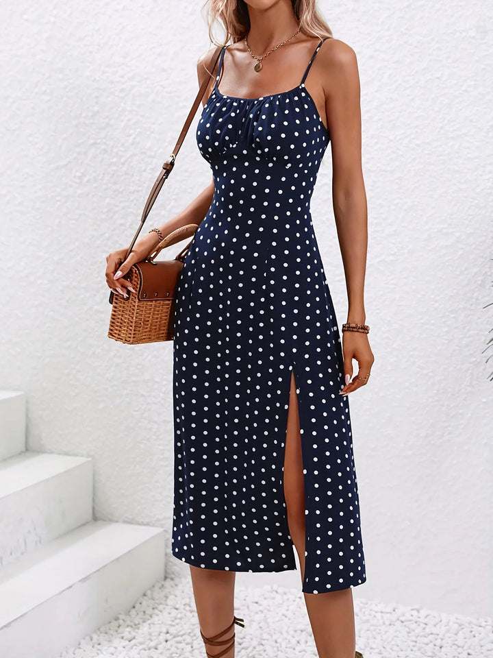 Ornella printed slip midi dress with side slit