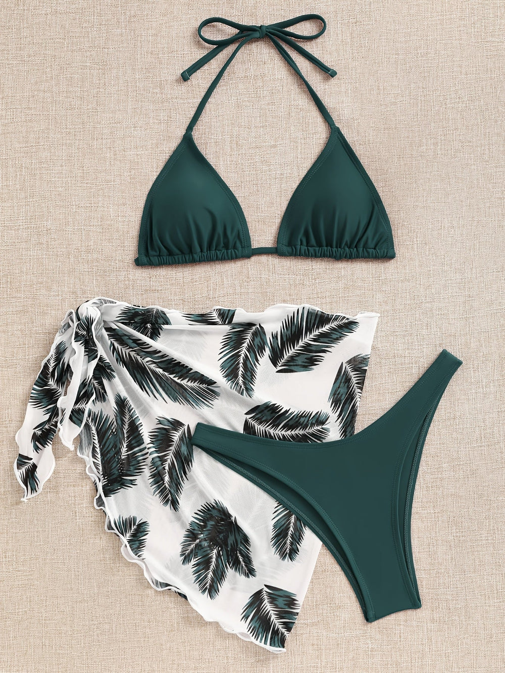 Berthille | Women's Printed Bikini Set, Halter Neck, Wrap Front