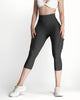 Cateline | Women's High-Waisted Biker Capris, Flap Pockets, Wide Waistband