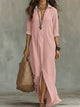 Nanette | Women's Cotton Shirt Maxi Dress, Long Sleeves, Front Slit