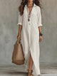 Nanette | Women's Cotton Shirt Maxi Dress, Long Sleeves, Front Slit