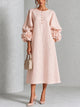 Fleurette | Women's Midi Dress, Round Neck, Puff Sleeves