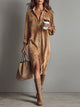 Solange | Women's Flared Midi Dress, Round Neck, Short Sleeves