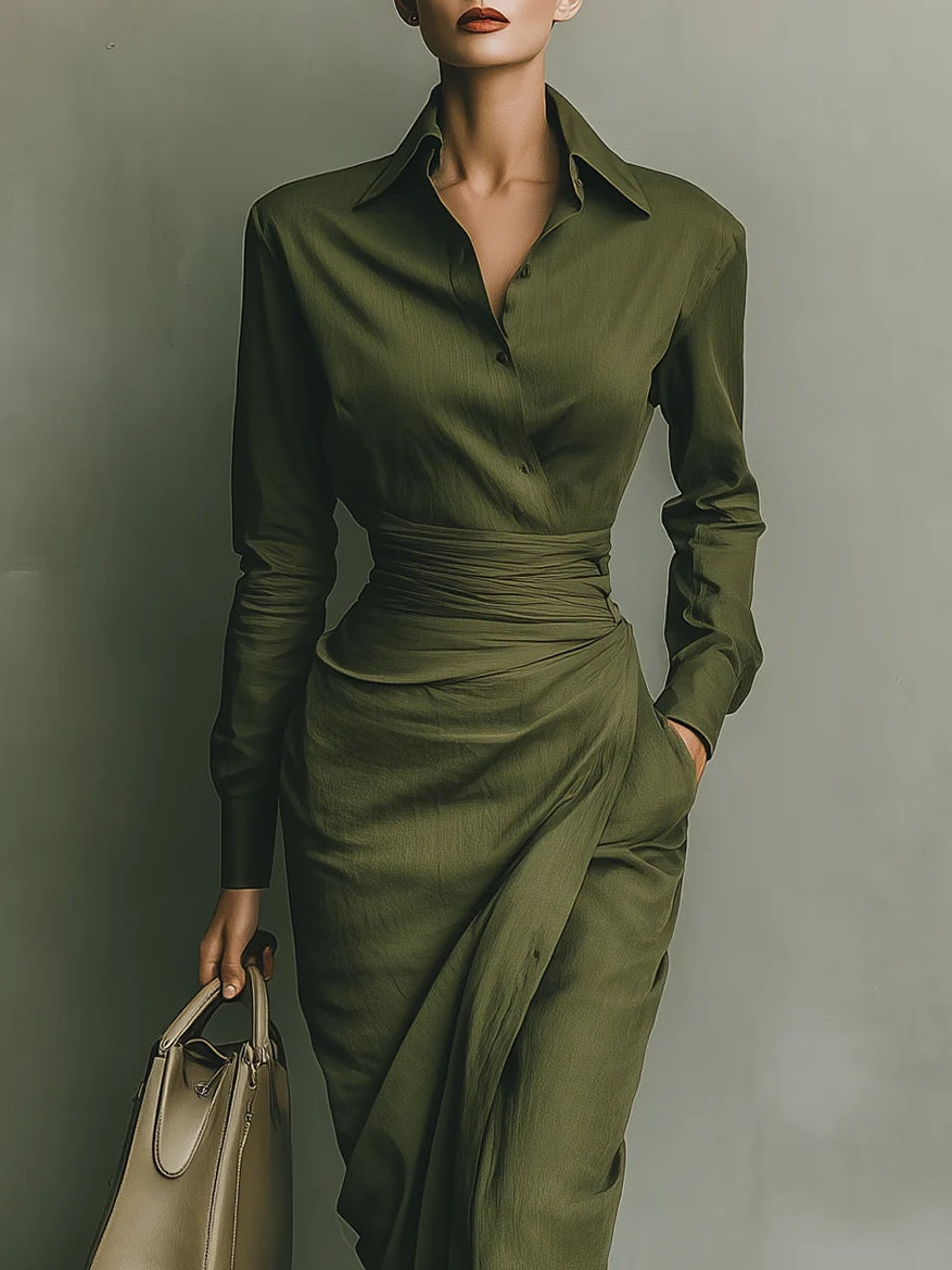 Gemma | Women's Shirt Maxi Dress, Collared, Long Sleeves