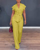 Viviane | Women's Two-Piece Trouser Set, V-Neck, Twist Front, High Waist