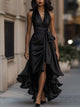 Wilona | Women's Wrap Maxi Dress, Halter Neck, Short Sleeves, Side Slit