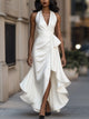 Wilona | Women's Wrap Maxi Dress, Halter Neck, Short Sleeves, Side Slit