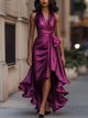 Wilona | Women's Wrap Maxi Dress, Halter Neck, Short Sleeves, Side Slit