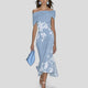 Cassandra | Women's Floral Midi Dress, Off-Shoulder, Short Sleeves
