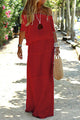 Women's Off-Shoulder Maxi Dress, Round Neck, Short Sleeves
