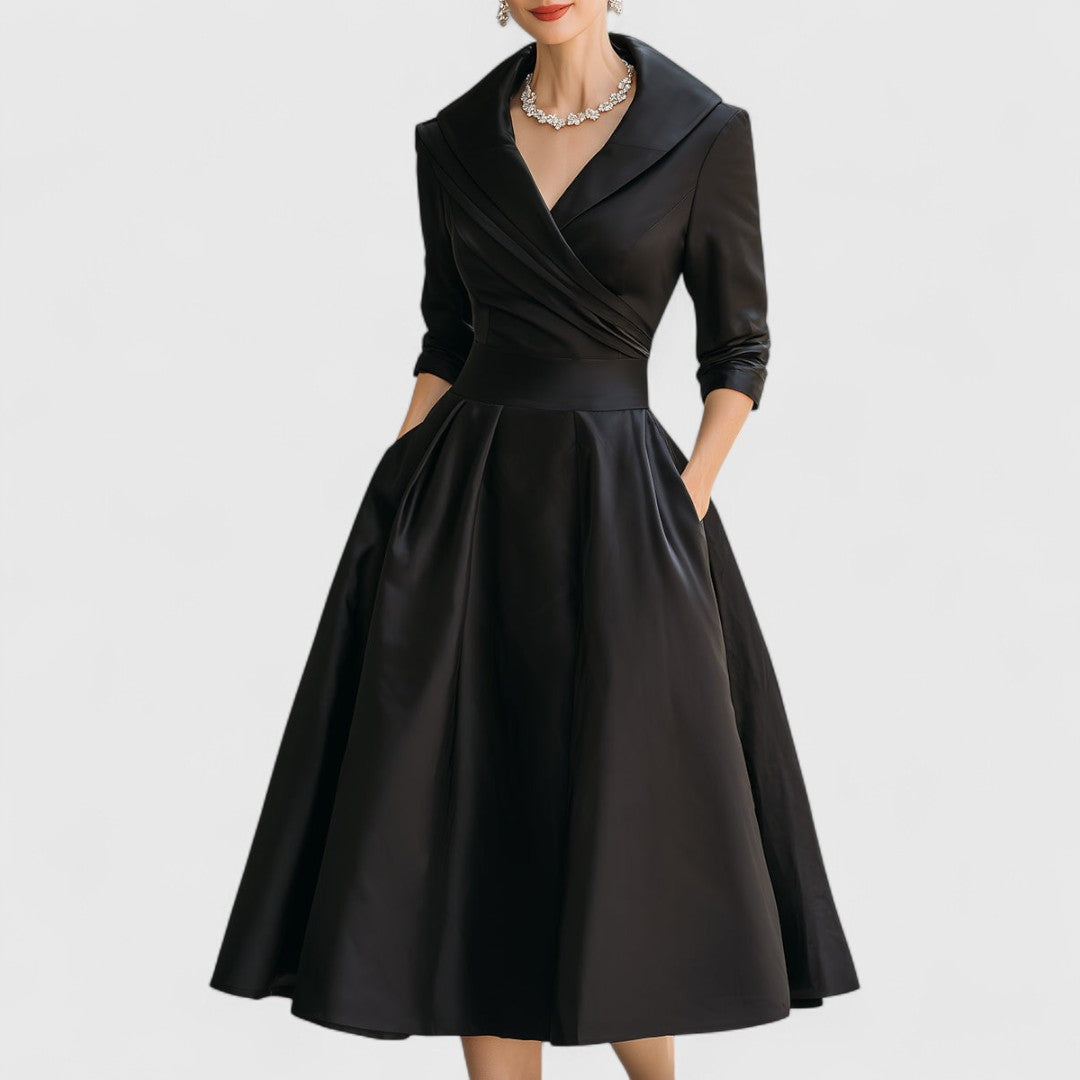 Juniper | Women's Midi Dress, V-Neck, Three-Quarter Sleeves, Pockets