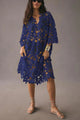 Women's Resort Floral Midi Dress, Round Neck, Short Sleeves