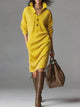 Etta | Women's Midi Dress, Round Neck, Long Sleeves