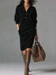Etta | Women's Midi Dress, Round Neck, Long Sleeves