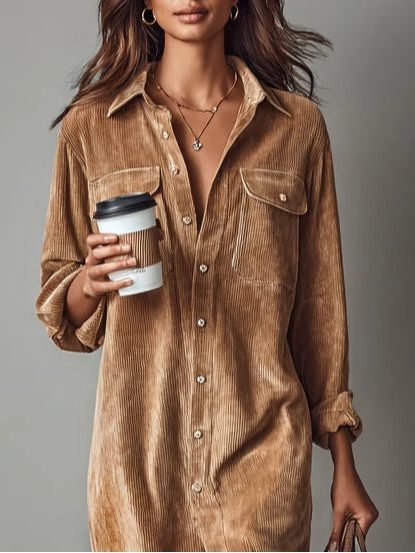 Armelle | Women's Button-Down Shirt Midi Dress, Collared, Short Sleeves