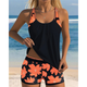 Geraldine | Women's Printed Tankini Set, Racerback, Swim Shorts
