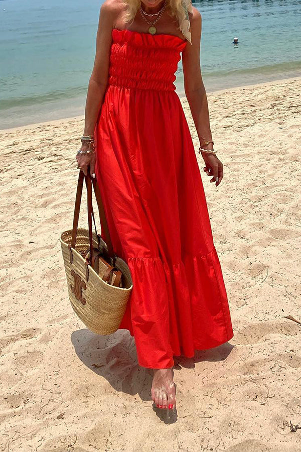 Women's Pleated Maxi Dress, Round Neck, Long Sleeves