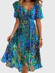 Lysandra | Women's Bohemian Relaxed Midi Dress, Round Neck, Short Sleeves