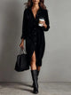 Solange | Women's Flared Midi Dress, Round Neck, Short Sleeves