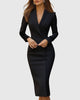 Women's Comfort Tailored Midi Dress, Round Neck, Long Sleeves