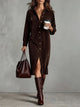 Solange | Women's Flared Midi Dress, Round Neck, Short Sleeves