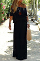 Women's Off-Shoulder Maxi Dress, Round Neck, Short Sleeves