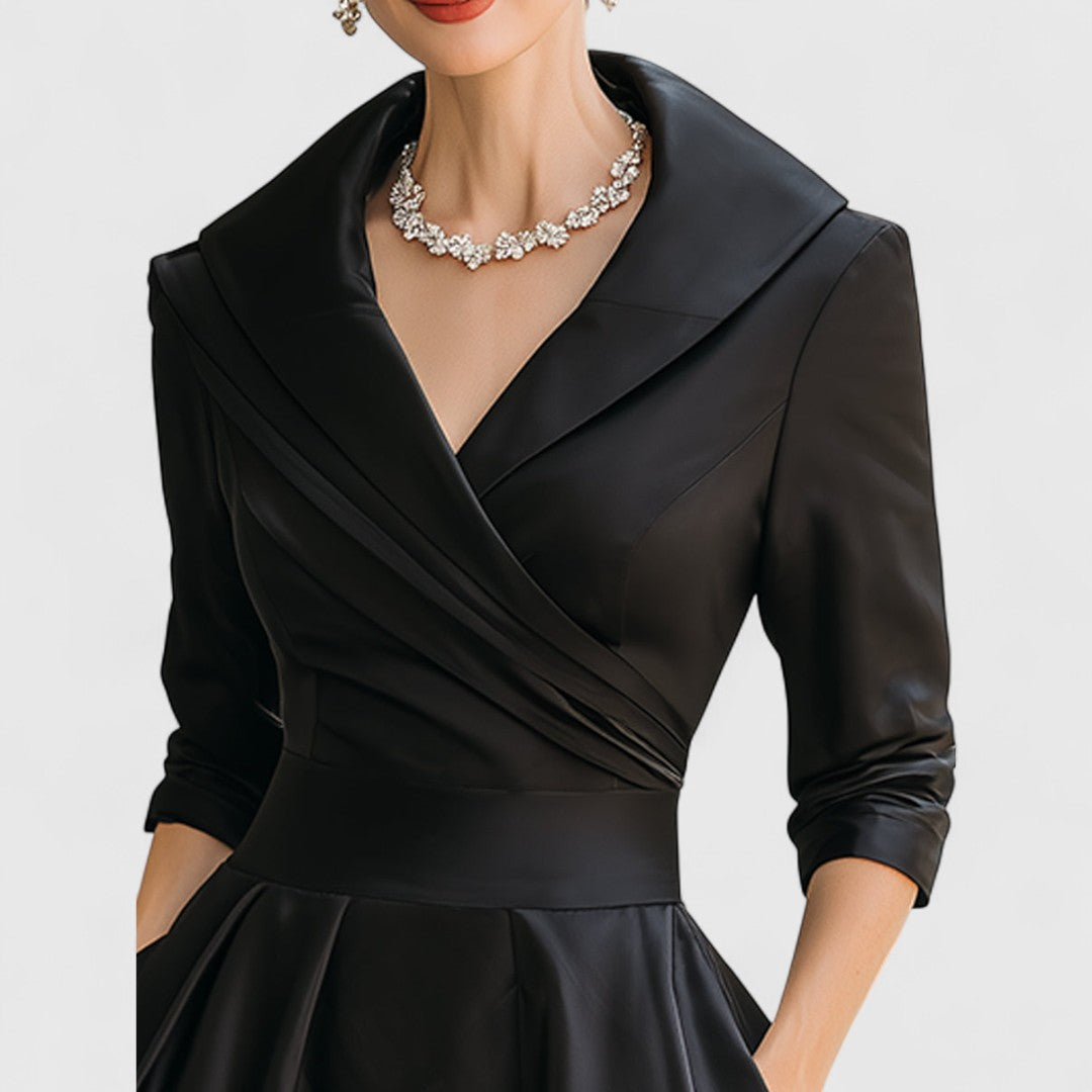 Juniper | Women's Midi Dress, V-Neck, Three-Quarter Sleeves, Pockets