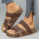 Women's open-toe wedge sandals with braided and cross-over straps