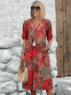 Bryony | Women's Casual Midi Dress, V-Neck, Three-Quarter Sleeves
