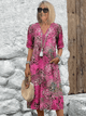 Bryony | Women's Casual Midi Dress, V-Neck, Three-Quarter Sleeves