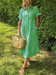 Winsome | Women's Button-Down Striped Shirt Midi Dress, Collared, Short Sleeves