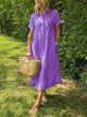 Winsome | Women's Button-Down Striped Shirt Midi Dress, Collared, Short Sleeves
