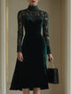 Cassia | Women's Lace Midi Dress, Round Neck, Long Sleeves