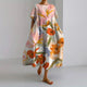Alethea | Women's Floral A-Line Midi Dress, Round Neck, Short Sleeves