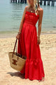 Women's Pleated Maxi Dress, Round Neck, Long Sleeves