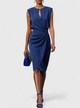Bettina | Women's Evening Tailored Midi Dress, Round Neck, Short Sleeves