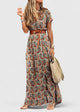 Carys | Women's Wrap Maxi Dress, Round Neck, Short Sleeves, Side Slit