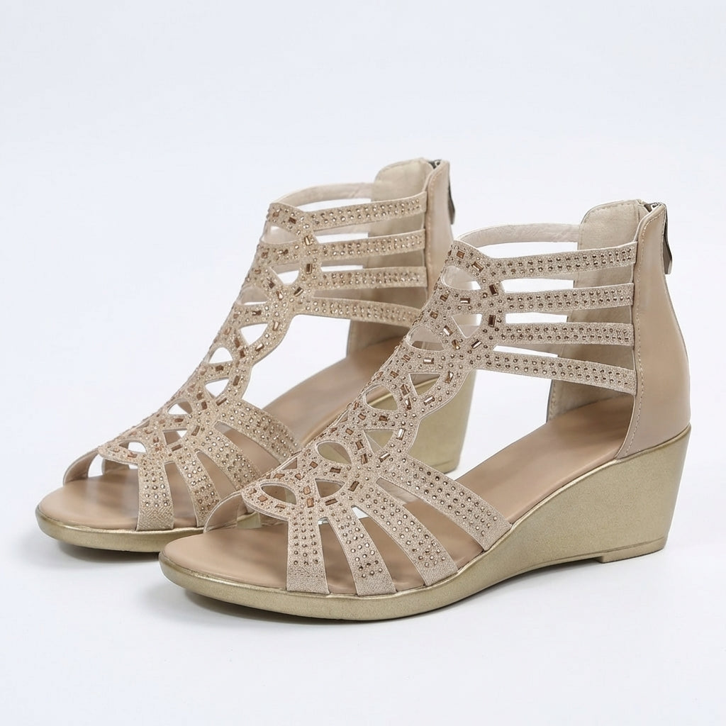 Women's embellished gladiator wedge sandals with open toe