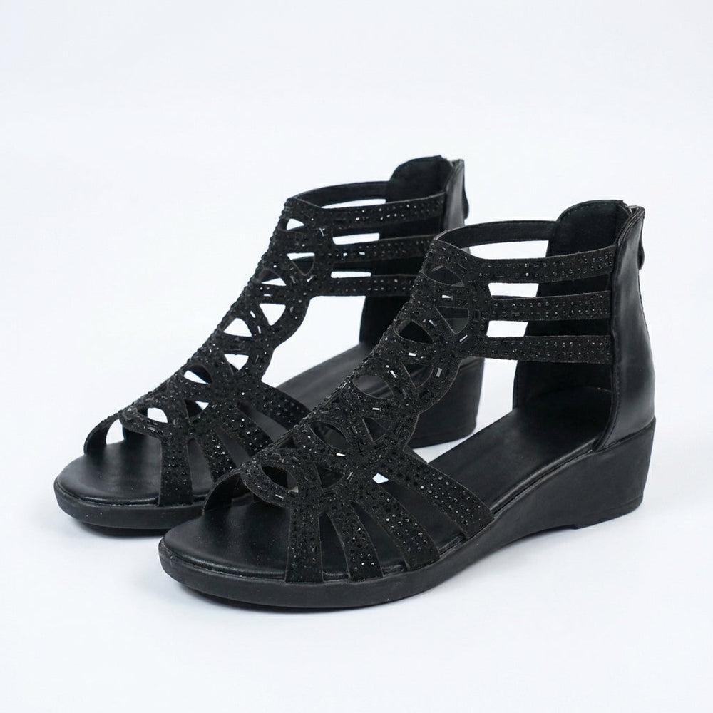 Women's embellished gladiator wedge sandals with open toe