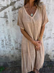 Rosamund | Women's Midi Dress, V-Neck, Short Sleeves