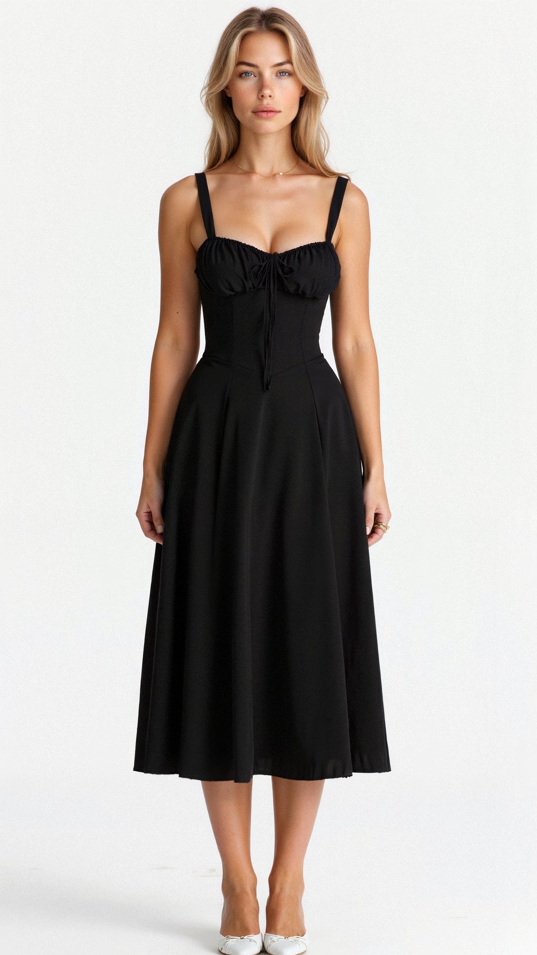 Women's floral corset midi dress with side slit